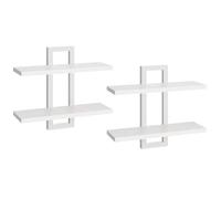 HOOBRO Mensola Sospesa, Set da 2 Mensole da 38 cm, Scaffale a Parete a 2 Livelli, Mensola Sospesa per Bagno, Adatto per Soggiorno, Camera da Letto, Bagno, Cucina, Bianco EWW32BJ01