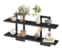 HOOBRO Mensola Sospesa, Set da 2 Mensole da 38 cm, Scaffale a Parete a 2 Livelli, Mensola Sospesa per Bagno, Adatto per Soggiorno, Camera da Letto, Bagno, Cucina, Nero EBK32BJ01