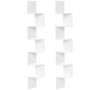 HOOBRO Mensole da Muro Angolari, Set di 2 Zigzag a 6 Ripiani, Mensole da Cucina a LED Compatto, per Soggiorno, Camera da Letto, Sala da Pranzo, Bianco EWT27BJP201