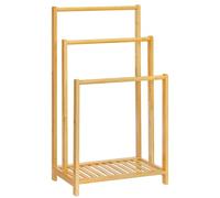 HOOBRO Portasciugamani Indipendente in bambù a 3 Livelli, Rastrelliera a Scala per Coperte con Ripiano Contenitore per Camera da Letto e Bagno, Colore Naturale EYL03LB01G1