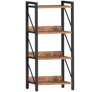 HOOBRO Scaffale a 4 Ripiani in Stile Industriale, Libreria Angolare, Scaffale a Scala, con Struttura in Metallo, per Soggiorno, Camera, Ufficio, Cucina o Ingresso, Marrone Vintage e Nero EBF40SJ01