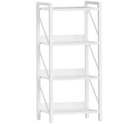 HOOBRO Scaffale a 4 Ripiani in Stile Moderno, Libreria Angolare, Scaffale a Scala, con Struttura in Metallo, per Soggiorno, Camera, Ufficio, Cucina o Ingresso, Bianco EWW40SJ01