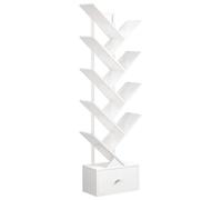 HOOBRO Scaffale a Forma di Albero, Libreria a 9 Livelli, Organizzatore per Libri, Portaoggetti per CD, Stile Vintage, per Soggiorno, Camera da Letto, Studio, Bianco EWW18SJ01G1