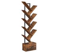 HOOBRO Scaffale a Forma di Albero, Libreria a 9 Livelli, Organizzatore per Libri, Portaoggetti per CD, Stile Vintage, per Soggiorno, Camera da Letto, Studio, Marrone Vintage EBF18SJ01G1