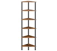 HOOBRO Scaffale Libreria ad Angolo, Scaffale a 6 Livelli, con Struttura Metallica in Stile Industriale, Organizzatore Espositore per Piante, per Piccolo Spazio, Marrone Vintage e Nero EBF36CJ01