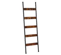 HOOBRO Scaffale Portasciugamani Autoportante, Scaffale a Scala a 5 Livelli, con 4 Ganci, Porta Coperte, Attaccapanni contro Parete, Scaffale Espositore, per Coperte, Marrone Vintage e Nero EBF52CJ01