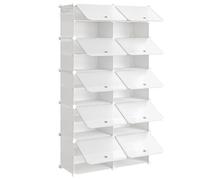 HOOBRO Scarpiera, Scaffale Portascarpe a 10 Scomparti, con Sportello, Scaffale Componibile in Plastica, Scomparto di 40 x 30 x 30 cm, per Corridoio, Portico, Dormitorio, Bianco EWT210SC01