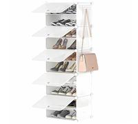 HOOBRO Scarpiera, Scaffale Portascarpe a 5 Scomparti, con Sportello, Scaffale Componibile in Plastica, Scaffale Portaoggetti Modulare, per Ingresso, Corridoio, Armadio, Bianco EWT11SC01G1