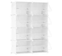 HOOBRO Scarpiera, Scaffale Portascarpe a 8 Scomparti, con Sportello, Scaffale Componibile in Plastica, Scomparto di 40 x 30 x 30 cm, per Corridoio, Portico, Dormitorio, Bianco e Trasparente EWW28SC01