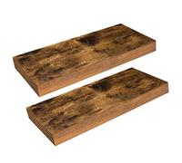 HOOBRO Set di 2 Mensole da Muro Sospese, Robuste Mensole da Parete Marrone Vintage, con Supporto Nascosto, 40 cm, per Bagno, Camera da Letto, Cucina, Ufficio, Soggiorno EBF40BJ01