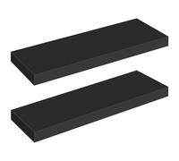 HOOBRO Set di 2 Mensole da Parete, Portaoggetti da Muro Marrone Vintage, con Supporto Nascosto, 60 cm, per Bagno, Camera da Letto, Cucina, Ufficio, Soggiorno, Nero EBK60BJ01