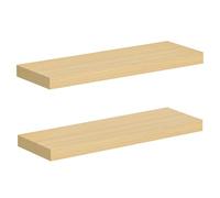 HOOBRO Set di 2 Mensole da Parete, Portaoggetti da Muro Naturale, con Supporto Nascosto, 60 cm, per Bagno, Camera da Letto, Cucina, Ufficio, Soggiorno, Naturale ENL60BJ01