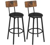 HOOBRO Set di 2 Sgabelli da Bar con Schienale, Sedie da Bar con Seduta Imbottita, con Poggiapiedi, per Cucina, Soggiorno, Bar, Piedini Regolabili, Montaggio Facili, Marrone Vintage e Nero EBF31BY01