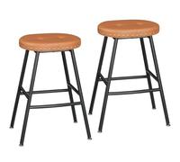 HOOBRO Set di 2 Sgabelli da Bar, Sgabelli da Cucina in PU Imbottiti, Moderni Senza Schienale con Poggiapiedi Curvo e Piedini Regolabili, per Isola, Bancone, Ristorante, Marrone e Nero ECB28BYP201