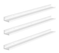 HOOBRO Set di 3 Mensole da Parete, Mensole Galleggianti di 90 cm con Bordo Rialzato e Staffe Invisibili, Adatte per Bagno, Camera da Letto, Cucina, Ufficio e Soggiorno, Bianco EWT90BJ01