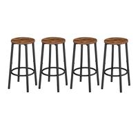 HOOBRO Set di 4 Sgabelli da Bar, Sgabelli da Bar per la Casa Alti con Struttura in Metallo e Seduta Liscia, per Cucina, Bar, Caffè, Ristorante, Bancone, Marrone Vintage e Nero EBF03BYP401