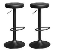 HOOBRO Sgabelli da Bar Set di 2 Altezza Regolabile, Sgabelli Alto Regolabile in Altezza 360° con Seduta Rotante in PU, Struttura in Metallo con Poggiapiedi, per Casa, Cucina, Bistro, Nero EBB82BYP201