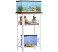 HOOBRO Supporto per Acquario a 3 Livelli per Vasca da 37,8 L, con Spazio Contenitivo, Struttura in Metallo, per Soggiorno, Studio e Ufficio, Bianco e Color Noce EWH52FT01
