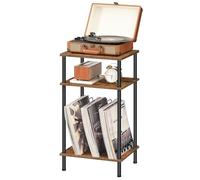 HOOBRO Supporto per Giradischi a 3 Livelli, Espositore per Dischi in Stile Industriale, con Divisori Rimovibili, per Circa Vinili, CD, Album, Giradischi, Marrone Vintage e Nero EBF02RS01
