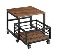 HOOBRO Supporto per Mini Frigo con Cassetto, Mobile Base per frigorifero con Ruote e Piedini Regolabili, Struttura in Metallo, Tavolo per Minifrigo per Casa, Ufficio, Marrone Vintage e Nero EBF155TL01