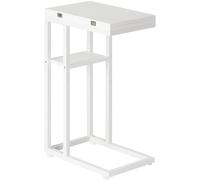 HOOBRO Tavolino a Forma di C, Tavolino da Divano Pieghevole, Tavolino da Caffè in Stile Industriale, con Ripiano Portaoggetti, per Soggiorno, Camera da Letto, Bianco EWW29SF01