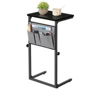 HOOBRO Tavolino da Divano a C, Regolabile in Altezza 50-75 cm, con 5 Tasche in Tessuto Oxford, Tavolino per Soggiorno, Camera da Letto, Bagno, Nero EBB77SF01