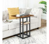 HOOBRO Tavolino pieghevole a forma di C Tavolino da caffè Tavolino da snack con ripiano portaoggetti Comodino sottile per soggiorno Bedrom