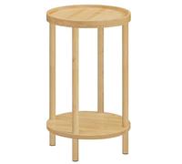 HOOBRO Tavolino Rotondo in bambù a 2 Livelli, Tavolo da caffè, Comodino e Tavolino Porta Telefono, per Soggiorno, Camera, Ingresso o corridoio, Beige Naturale EYL156BZ01