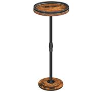 HOOBRO Tavolino Rotondo Piccolo Tipo Martini con Tappetini Antiscivolo in EVA, Tavolino da Divano con Altezza Regolabile, Comodino per Soggiorno Sala da Pranzo, Marrone Vintage e Nero EBF268BZ01