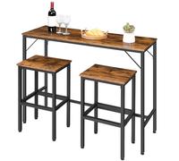 HOOBRO Tavolo Alto Industriale con 2 Sgabelli, Set di Tavolo e Sgabelli da Bar 3 Pezzi, 120 x 40 x 91 cm, per Soggiorno, Sala da Pranzo, Bar, Caffetteria, Cucina, Nero e Colore Vintage EBF46BT01