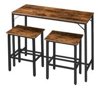 HOOBRO Tavolo Alto Industriale con 2 Sgabelli, Set di Tavolo e Sgabelli da Bar 3 Pezzi, per Soggiorno, Sala da Pranzo, Bar, Caffetteria, Cucina, Nero e Colore Vintage EBF46BT01