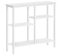 HOOBRO Tavolo Consolle Ingresso, Tavolo da Divano, a 4 Ripiani, Stile Industriale con Ripiani di Rete Metallica, per Ingresso, Soggiorno, Corridoio, Bianco EWW79XG01