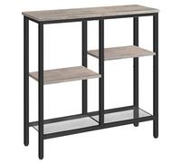 HOOBRO Tavolo Consolle Ingresso, Tavolo da Divano da 75 cm, a 4 Ripiani, Stile Industriale con Ripiani di Rete Metallica, per Ingresso, Soggiorno, Corridoio, Greige e Nero EBG79XG01