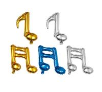 HOODANCOS 10 Palloncini Note Musicali in Alluminio Color Oro, Argento e Blu per Decorazioni Eleganti di Matrimoni, Feste di Compleanno e Eventi Speciali