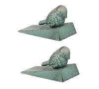 HOODANCOS 2 Pezzi Fermaporta in Ghisa a Forma di Volatile Verde Chiaro Cuneo per Porta Esterno e Interno Adatto per Porte da Giardino Camera da Letto Bagno