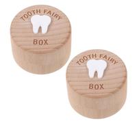 HOODANCOS 2pezzi Scatola dei Ricordi della Fatina dei Denti per Ragazzo Ragazza Custodia in Legno per Conservare i Denti Caduti Scatola Porta Dentini da Latte per Collezione di Tesori