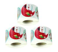HOODANCOS 3 Rotoli Etichette Natalizie Rotonde Autoadesive Adesivi Decorativi per Regali Buste e Feste con Motivi Pupazzo Renna Etichette Identificative Facili da Applicare per Natale