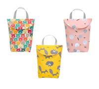HOODANCOS 3pezzi Borse per Riporre i Pannolini Riutilizzabili Impermeabili Borse per Asilo Nido Design Portatile Bastoncino Apri e Chiudi per Carrozzina o Auto Colore Casuale Stili multipli