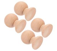 HOODANCOS 4 Pezzi Pomelli Terminali in Legno per Montanti Scale e Sponde Letto, Ornamenti Decorativi Artigianali in Legno Massello 8x6 Cm, Accessori per Mobili Vintage e Restauro, Supporto
