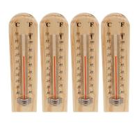 HOODANCOS 4 Pezzi Termometro in Legno da Parete con Doppia Scala - - Indicatore Temperatura per Interni ed Esterni per Cantina Vini e Osservazione Fermentazione