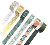 HOODANCOS 6 Pezzi di Nastri di Carta Decorativi Washi per Scrapbooking, Planner e Diario, Adesivi Colorati Superficie Morbida e Rimozione senza Residui, Kit Creativo Fai da Te Stile Casuale