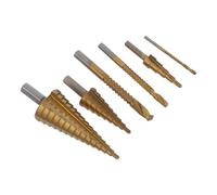 HOODANCOS 6 Pezzi Punte Gradino Spiralate in Hss Coniche per Smusso Punte per Legno e Metallo Kit Multifunzionper Falegnameria e Lavori di Precisione