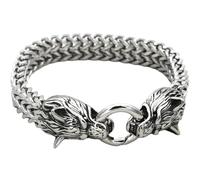 HOODANCOS Bracciale Lupo in Acciaio Inox, Catena da Polso Uomo, Argento | Stile Creativo e Cool, Non Si Deforma Né Sbiadisce, Sicuro da Indossare, per Vacanze e Festività