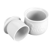 HOODANCOS Burriera in Ceramica Bianca con Coperchio Ermetico Contenitore Rustico per Burro e Formaggi Conservazione Prolungata per Cucina e Piano di Lavoro