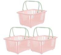 HOODANCOS Cestini Portaoggetti in Plastica con Manici 3 Pezzi Piccoli Contenitori di Stoccaggio Pastello per Giochi e Frutta Borsa da Spiaggia Leggera per Interni ed Esterni