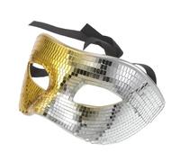 HOODANCOS Maschera Glitter Specchiata da Discoteca Leggera per Feste Masquerade e Cosplay Copertura Viso Riflettente per Adulti Maschera Specchio Oro e Argento Sfumato per Halloween e Party