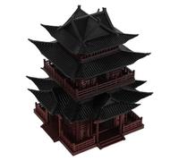 HOODANCOS Miniatura Padiglione in Plastica Vintage Rossa Decorazione Paesaggistica da Tavolo Accessorio per Bonsai e Acquario Struttura Architettonica Asiatica Compatta per Giardino Zen