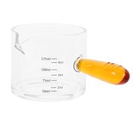 HOODANCOS Misurino per Caffè Espresso in Vetro 125 Ml Manico Giallo Piccola Caraffa per Panna e Salse Trasparente Brocca Portatile per Uso Domestico e Ristorazione