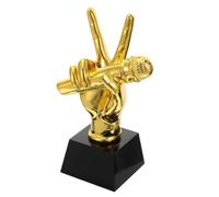 HOODANCOS Premio Design Unico Microfono in Resina Dorata per Riconoscimento Musicale Decorazione per Feste e Scenari Karaoke, per Cerimonie Aziendali e Presentatori