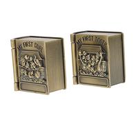 HOODANCOS Scatola Porta Denti Da Latte in Metallo Flanella, Contenitore Per Primi Dentini e Lanugine Neonati, Custodia Retrò Decorata Motivi Animali Per Ricordi Di Crescita, Set Da 2 Pezzi